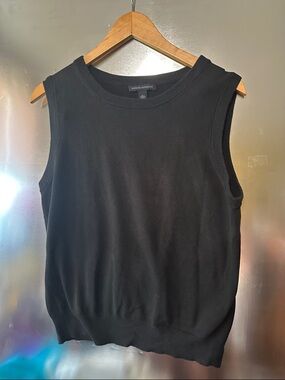 Banana Republic Silk Cashmere blend black sweater vest Large L sleeveless
